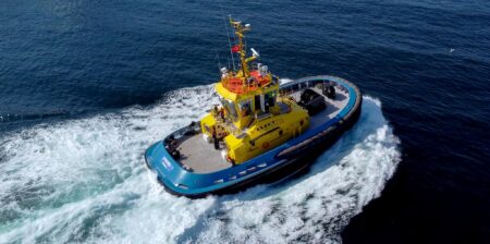 Two electric tugs 2300SX design from Sanmar Shipyards undergoing sea trials